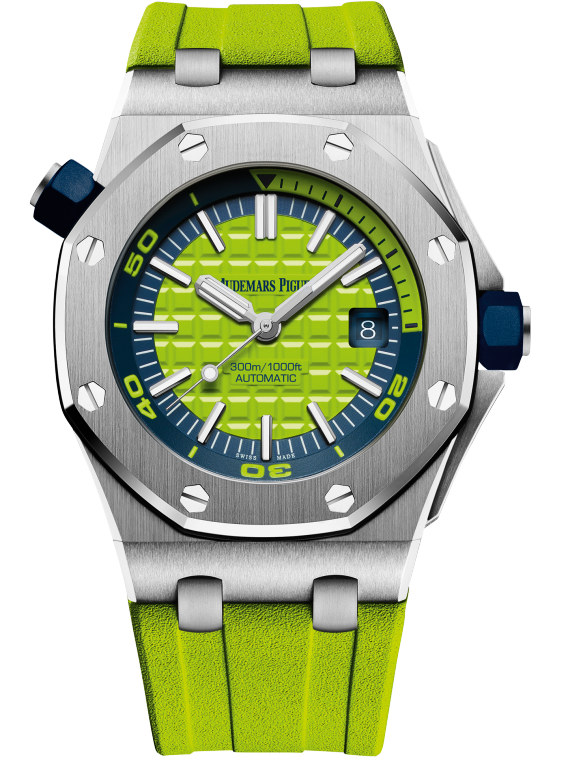 Royal Oak Offshore Diver 42MM Green Rubber Strap Green Dial With Méga Tapisserie Pattern Stainless Steel Case