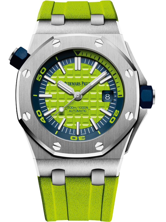 Royal Oak Offshore Diver 42MM Green Rubber Strap Green Dial With Méga Tapisserie Pattern Stainless Steel Case