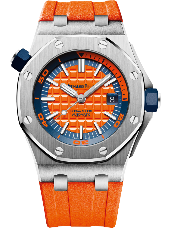 Royal Oak Offshore Diver 42MM Orange Rubber Strap Orange Dial With Méga Tapisserie Pattern Stainless Steel Case