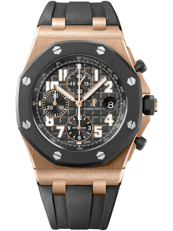 Royal Oak Offshore Diver 42MM Black Rubber Strap Anthracite Dial With Méga Tapisserie Pattern 18-Carat Pink Gold Case