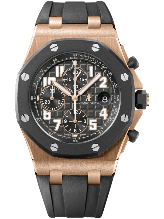 Royal Oak Offshore Diver 42MM Black Rubber Strap Anthracite Dial With Méga Tapisserie Pattern 18-Carat Pink Gold Case