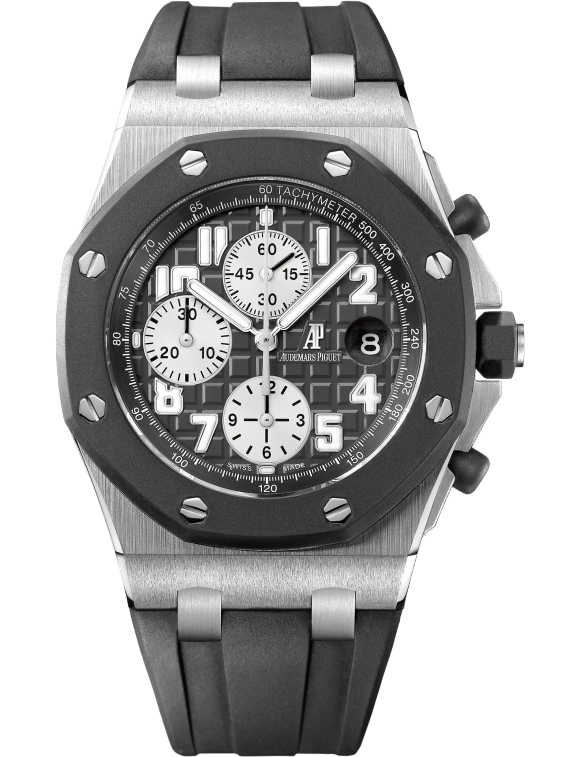 Royal Oak Offshore Chronograph 42MM Black Rubber Strap Black Dial With Méga Tapisserie Pattern Stainless Steel Case