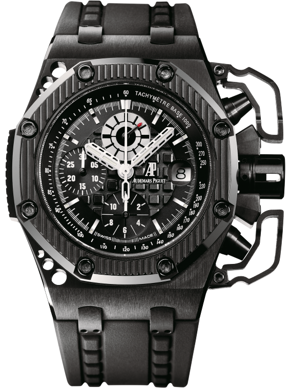 Royal Oak Offshore Survivor Chronograph 42MM Vulcanized Black Rubber Strap Black Dial With Méga Tapisserie Pattern Blackened Titanium Case Black Ceramic Bezel