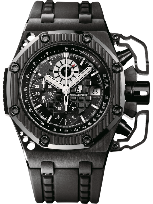 Royal Oak Offshore Survivor Chronograph 42MM Vulcanized Black Rubber Strap Black Dial With Méga Tapisserie Pattern Blackened Titanium Case Black Ceramic Bezel