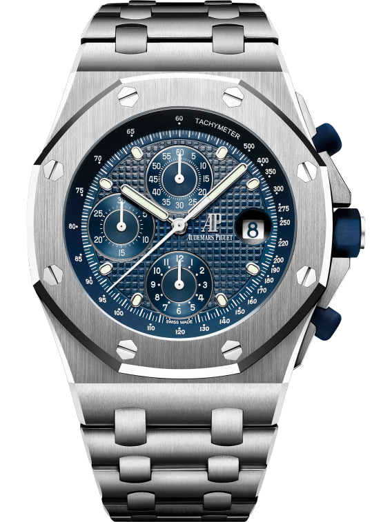 Royal Oak Offshore Selfwinding Chronograph 42MM Stainless Steel Bracelet Blue Dial With Petite Tapisserie Pattern Stainless Steel Case