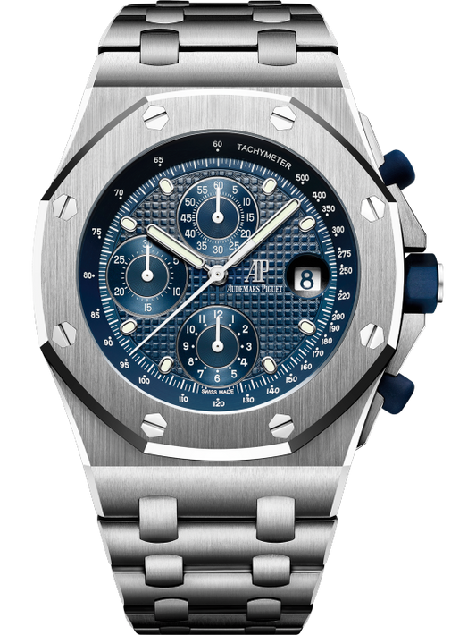 Royal Oak Offshore Selfwinding Chronograph 42MM Stainless Steel Bracelet Blue Dial With Petite Tapisserie Pattern Stainless Steel Case