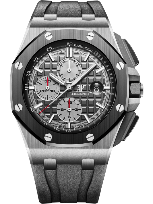 Royal Oak Offshore Chronograph 44MM Black Rubber Strap Slate-Grey Dial With Méga Tapisserie Pattern Titanium Case