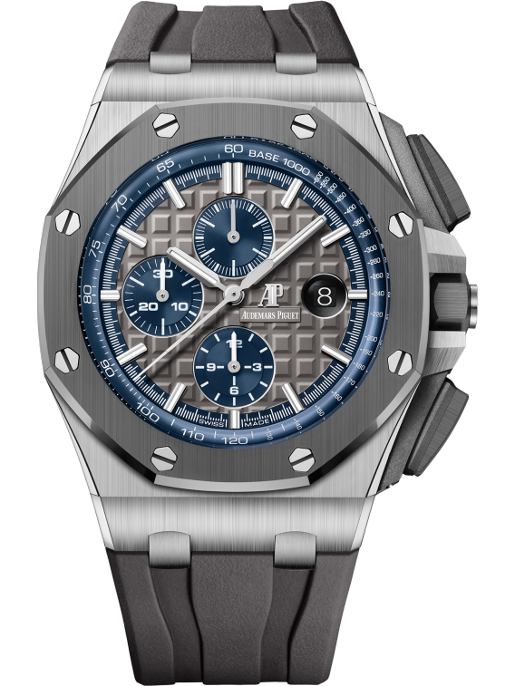 Royal Oak Offshore Selfwinding Chronograph 44MM Grey Rubber Strap Grey Dial With Mega Tapisserie Pattern Titanium Case Grey Ceramic Bezel