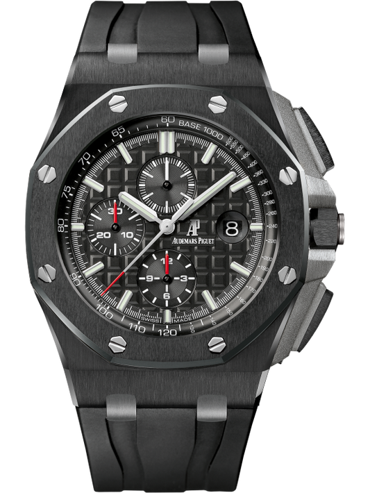 Royal Oak Offshore Chronograph 44MM Black Rubber Strap Black Dial With Méga Tapisserie Pattern Black Ceramic Case and Bezel