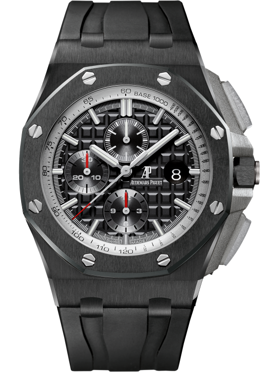 Royal Oak Offshore Chronograph 44MM Black Rubber Strap Anthracite Dial With Méga Tapisserie Pattern Black Ceramic Case and Bezel