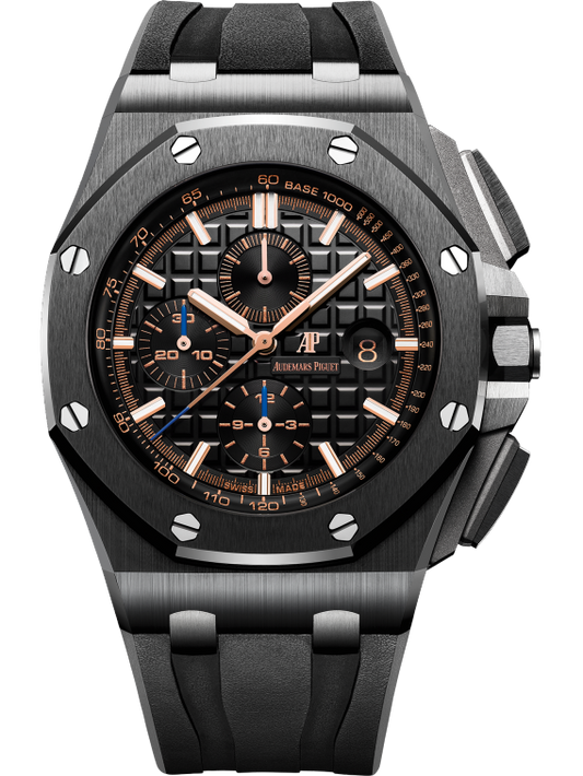 Royal Oak Offshore Selfwinding Chronograph 44MM Black Rubber Strap Black Dial With Méga Tapisserie Pattern Black Ceramic Case and Bezel