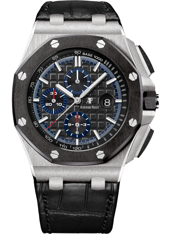 Royal Oak Offshore Selfwinding Chronograph 44MM Black Alligator Strap Black Dial With Méga Tapisserie Pattern 950 Platinum Case