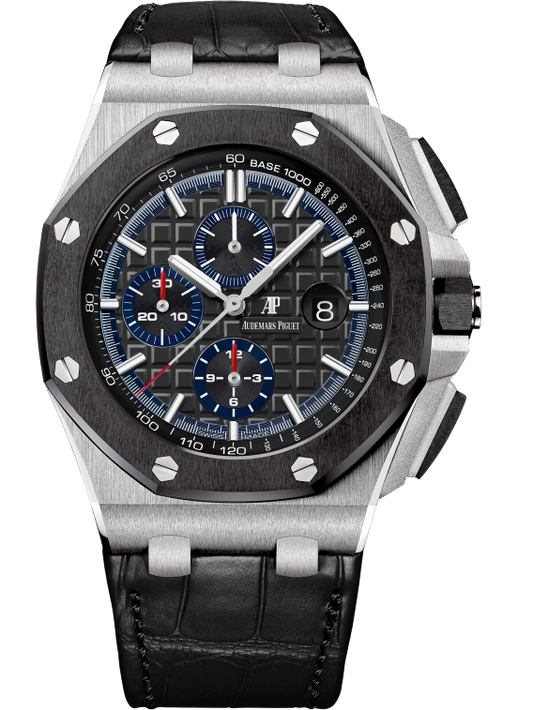 Royal Oak Offshore Selfwinding Chronograph 44MM Black Alligator Strap Black Dial With Méga Tapisserie Pattern 950 Platinum Case