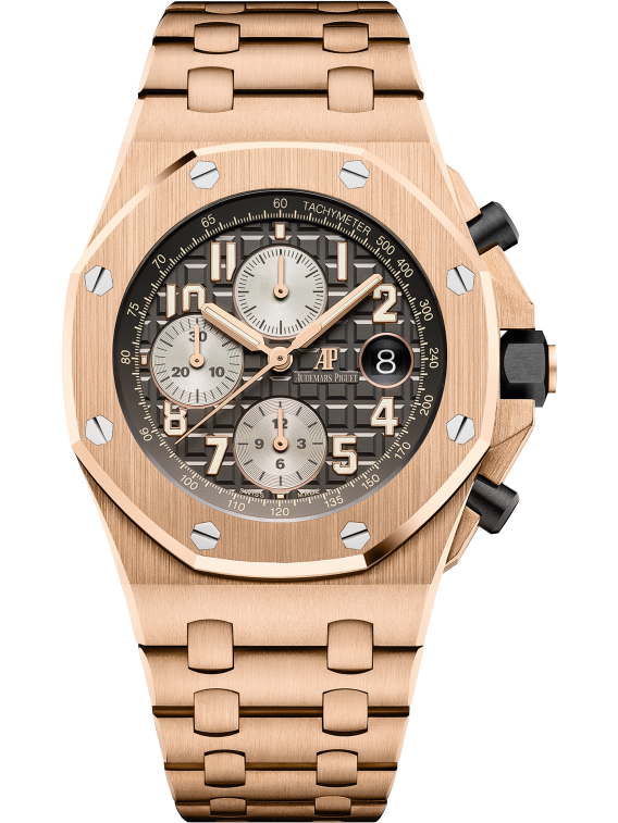 Royal Oak Offshore Selfwinding Chronograph 42MM 18-Carat Pink Gold Bracelet Grey Ruthenium-Toned Dial With Méga Tapisserie Pattern 18-Carat Pink Gold Case