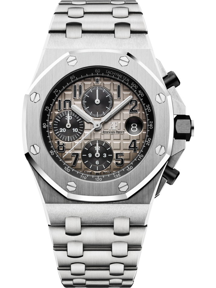 Royal Oak Offshore Chronograph 42MM 950 Platinum Bracelet Smoked Slate Grey Dial With Méga Tapisserie Pattern 950 Platinum Case