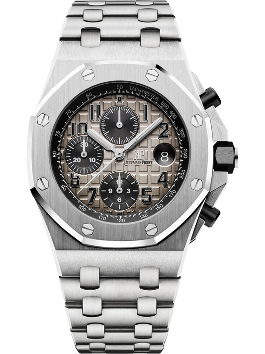 Royal Oak Offshore Chronograph 42MM 950 Platinum Bracelet Smoked Slate Grey Dial With Méga Tapisserie Pattern 950 Platinum Case