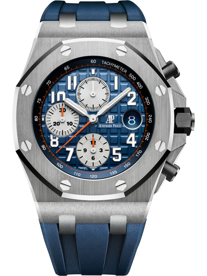 Royal Oak Offshore Chronograph 42MM Blue Rubber Strap Blue Dial With Méga Tapisserie Pattern Stainless Steel Case