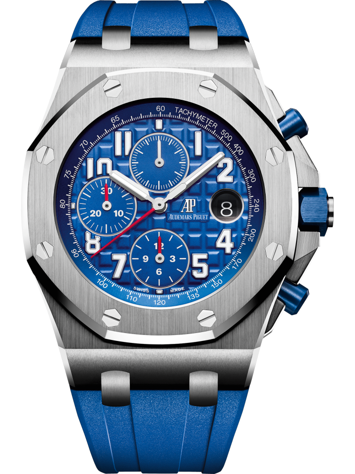 Royal Oak Offshore Selfwinding Chronograph 42MM Blue Rubber Strap Blue Dial With Méga Tapisserie Pattern Stainless Steel Case