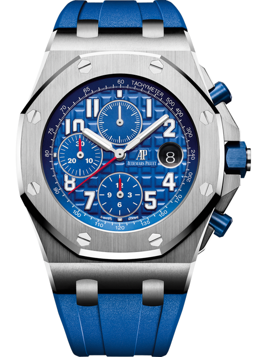 Royal Oak Offshore Selfwinding Chronograph 42MM Blue Rubber Strap Blue Dial With Méga Tapisserie Pattern Stainless Steel Case