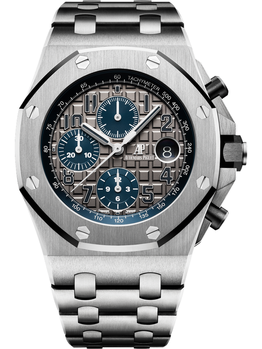 Royal Oak Offshore Selfwinding Chronograph QeII Cup 2018 42MM Titanium Bracelet Slate Grey Dial With Méga Tapisserie Pattern Titanium Case