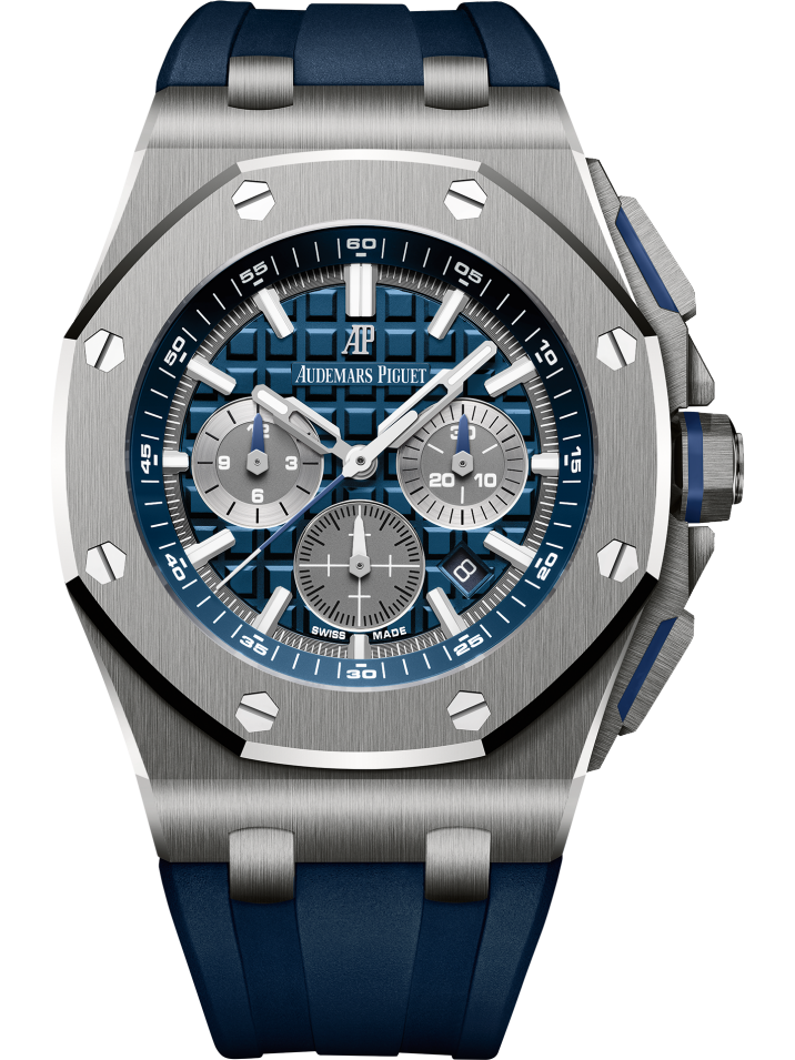 Royal Oak Offshore Selfwinding Chronograph 42MM Blue Rubber Strap Blue Dial With Méga Tapisserie Pattern Titanium Case and Bezel