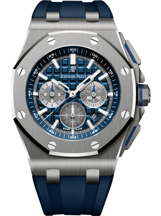 Royal Oak Offshore Selfwinding Chronograph 42MM Blue Rubber Strap Blue Dial With Méga Tapisserie Pattern Titanium Case and Bezel