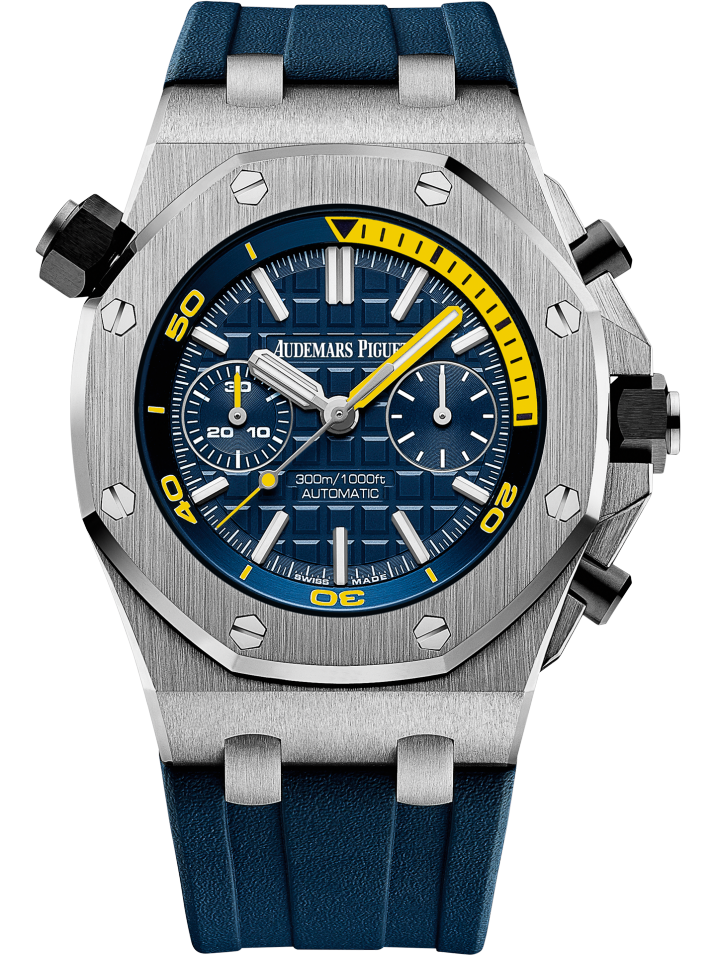 Royal Oak Offshore Diver Chronograph 42MM Blue Rubber Strap Blue Dial With Méga Tapisserie Pattern Stainless Steel Case