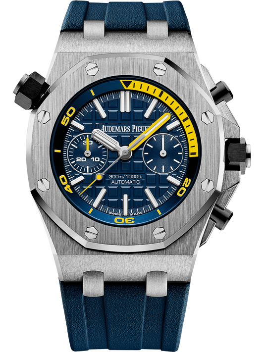 Royal Oak Offshore Diver Chronograph 42MM Blue Rubber Strap Blue Dial With Méga Tapisserie Pattern Stainless Steel Case