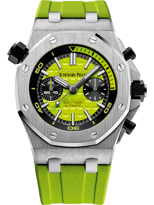 Royal Oak Offshore Diver Chronograph 42MM Green Rubber Strap Green  Dial With Méga Tapisserie Pattern Stainless Steel Case