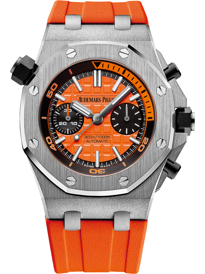 Royal Oak Offshore Diver Chronograph 42MM Orange Rubber Strap Orange Dial With Méga Tapisserie Pattern Stainless Steel Case