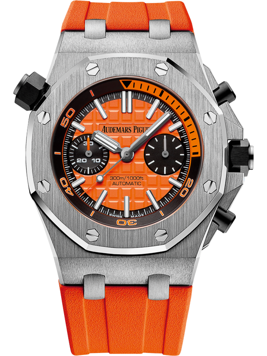 Royal Oak Offshore Diver Chronograph 42MM Orange Rubber Strap Orange Dial With Méga Tapisserie Pattern Stainless Steel Case