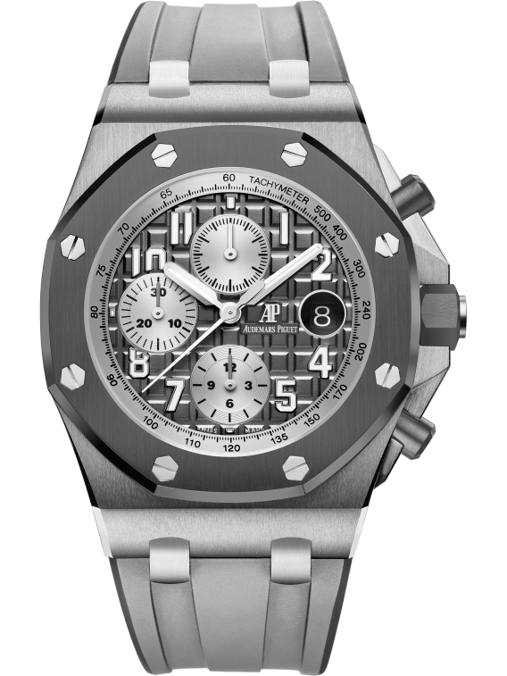 Royal Oak Offshore Selfwinding Chronograph 42MM Two-Tone Light Grey and Dark Grey Rubber Strap Slate Grey Dial With Méga Tapisserie Pattern Titanium Case