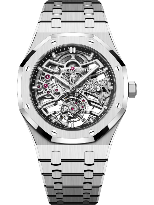 Royal Oak Selfwinding Flying Tourbillon Openworked 41MM Stainless Steel Bracelet Rhodium-Toned Openworked Dial Stainless Steel Case