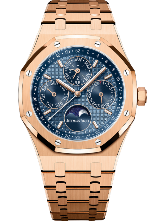 Royal Oak Perpetual Calendar 41MM 18-Carat Pink Gold Bracelet Blue Dial 18-Carat Pink Gold Case