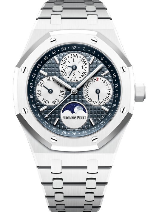 Royal Oak Perpetual Calendar 41MM White Ceramic Bracelet Blue Dial White Ceramic Case