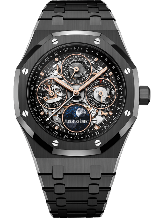 Royal Oak Perpetual Calendar Openworked 41MM Black Ceramic Bracelet Sapphire Dial Black Ceramic Case