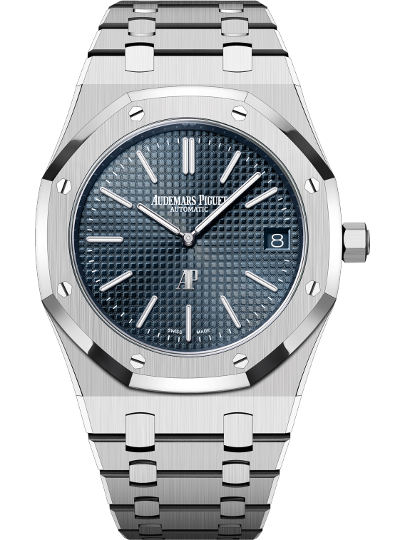 Royal Oak “Jumbo” Extra-Thin 39MM Stainless Steel Bracelet Bleu Nuit Nuage 50 Dial With Petite Tapisserie Pattern Stainless Steel Case