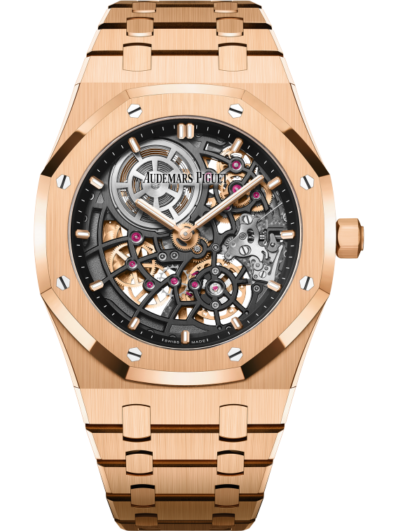 Royal Oak Jumbo Extra-Thin Openworked 39MM 18-Carat Pink Gold Bracelet Openworked Slate Grey Dial 18-Carat Pink Gold Case