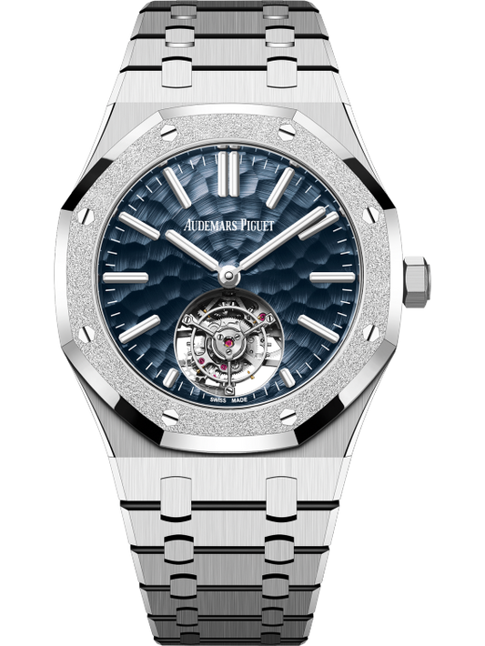 Royal Oak Selfwinding Flying Tourbillon 41MM 18-Carat White Gold Bracelet Blue Dimpled Dial 18-Carat White Gold Case