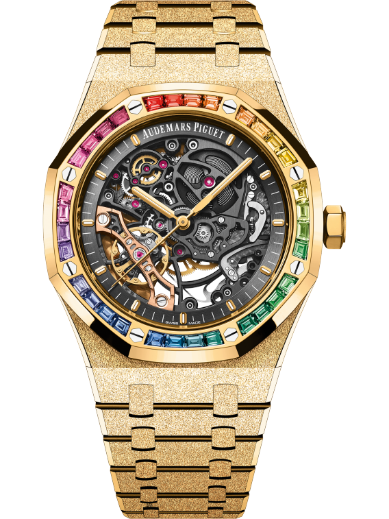 Audemars Piguet Royal Oak Ref. 15412BA.YG.1224BA.01 Frosted Gold Double Balance Wheel 41MM Yellow Gold Openworked Dial