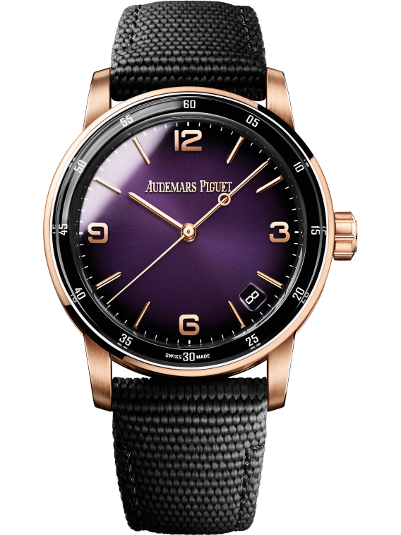 Code 11.59 by Audemars Piguet 41mm Black Rubber Strap Smoked Lacquered Purple Dial 18-Carat Pink Gold Case