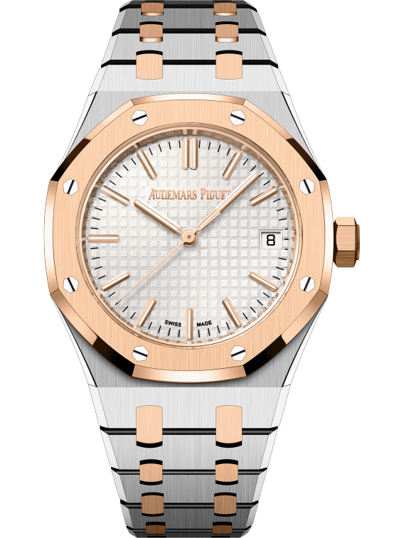 Royal Oak Selfwinding 37MM Stainless Steel Bracelet Silver-Toned Dial With Grande Tapisserie Pattern Stainless Steel Case and 18-Carat Pink Gold Bezel