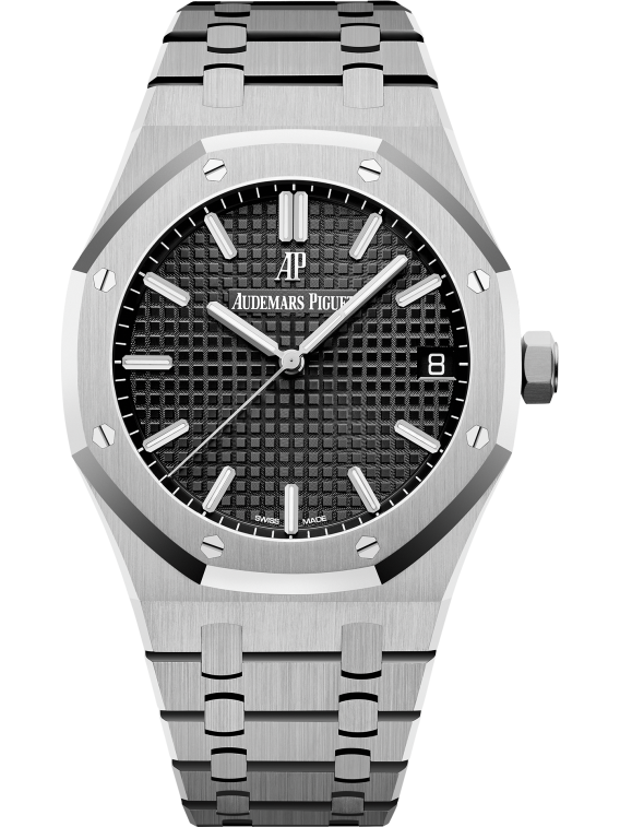 Royal Oak Selfwinding 41MM Stainless Steel Bracelet Black Dial With Grande Tapisserie Pattern Stainless Steel Case