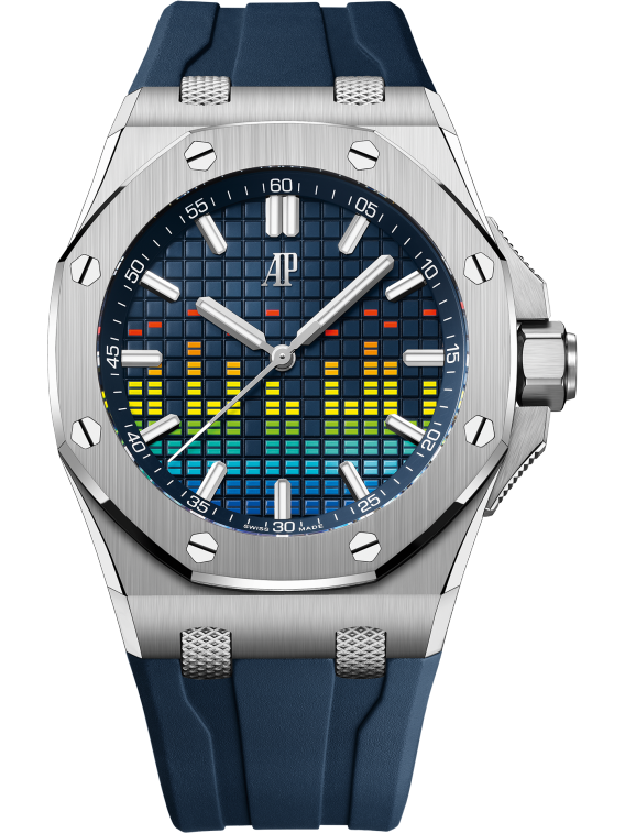 Royal Oak Offshore Selfwinding - Music Edition 43MM Blue Rubber Strap Blue Dial With Printed VU Meter Titanium Case